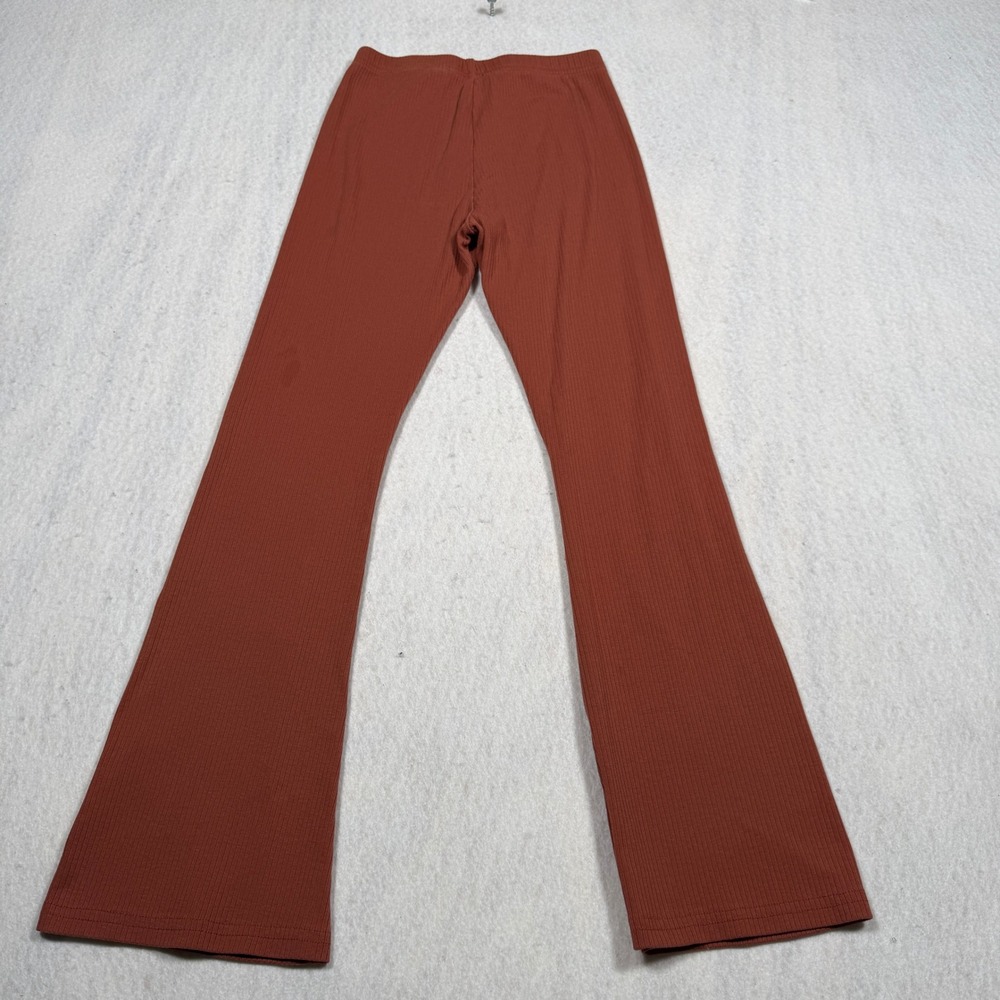 Old Navy Girls Ribbed Flare Leggings Rust Brown Size L 10-12 Pull On Knit Pants